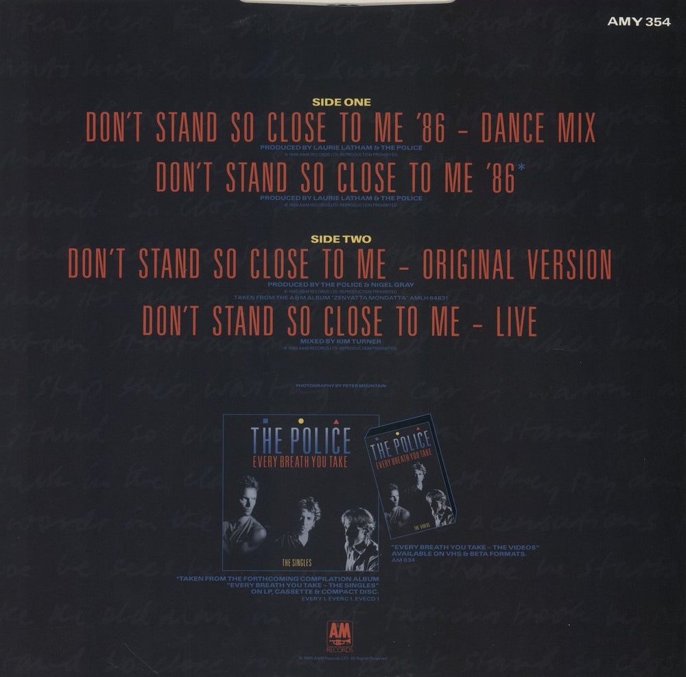 The Police Don't Stand So Close To Me '86 UK 12" vinyl single (12 inch record / Maxi-single)