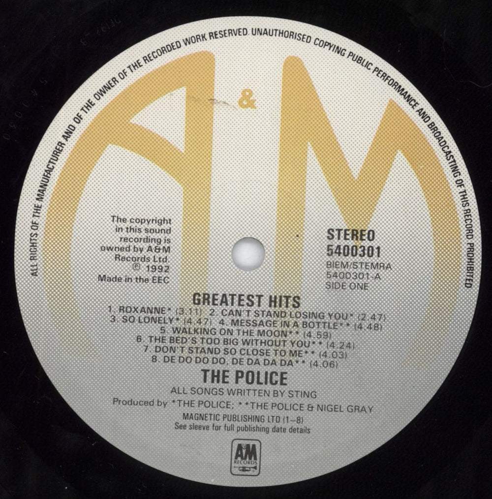 The Police Greatest Hits - EX UK vinyl LP album (LP record) POLLPGR806363