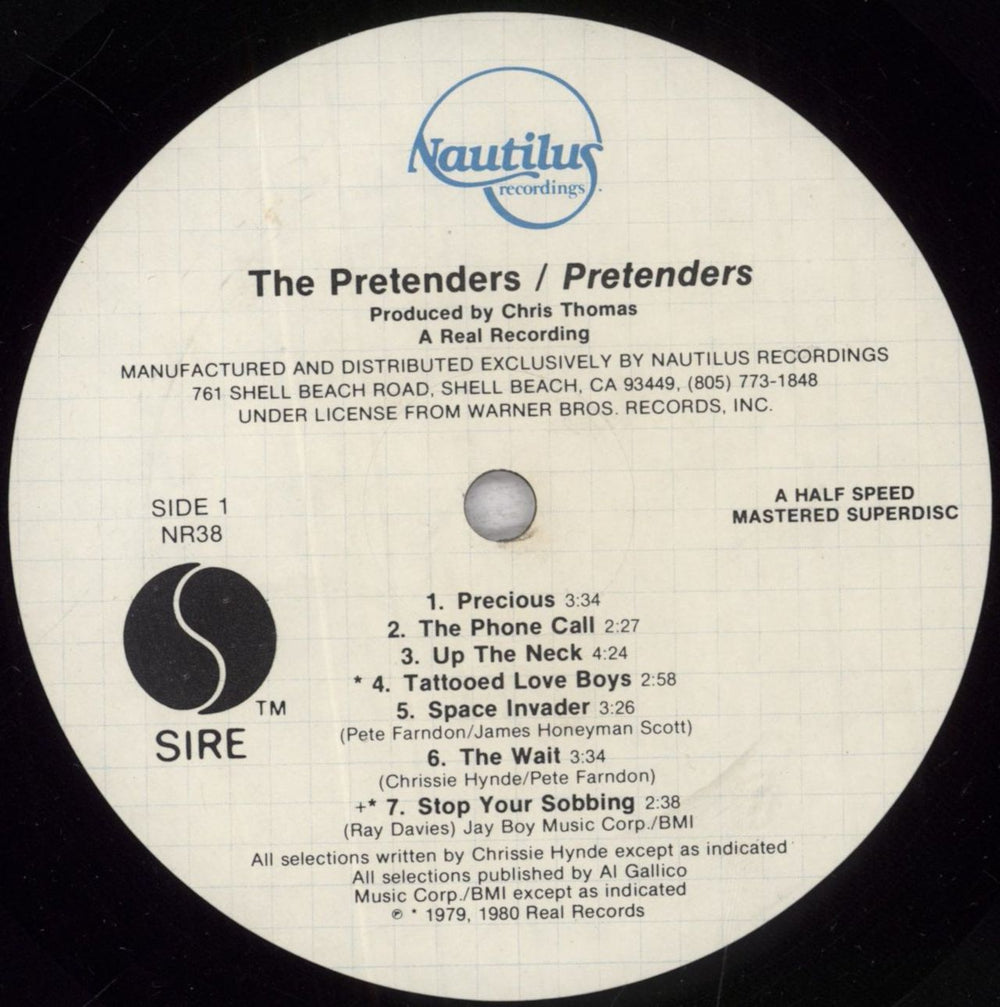 The Pretenders Pretenders - Nautilus Superdisc US vinyl LP album (LP record) PTNLPPR417676