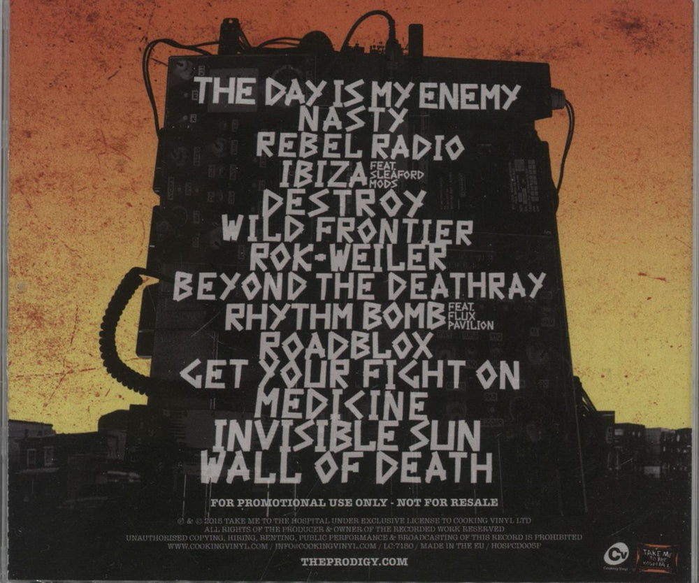 The Prodigy The Day Is My Enemy UK Promo CD album (CDLP)