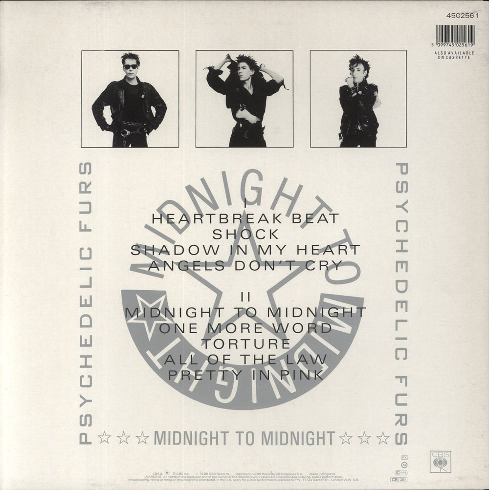 The Psychedelic Furs Midnight To Midnight UK vinyl LP album (LP record) 5099745025619