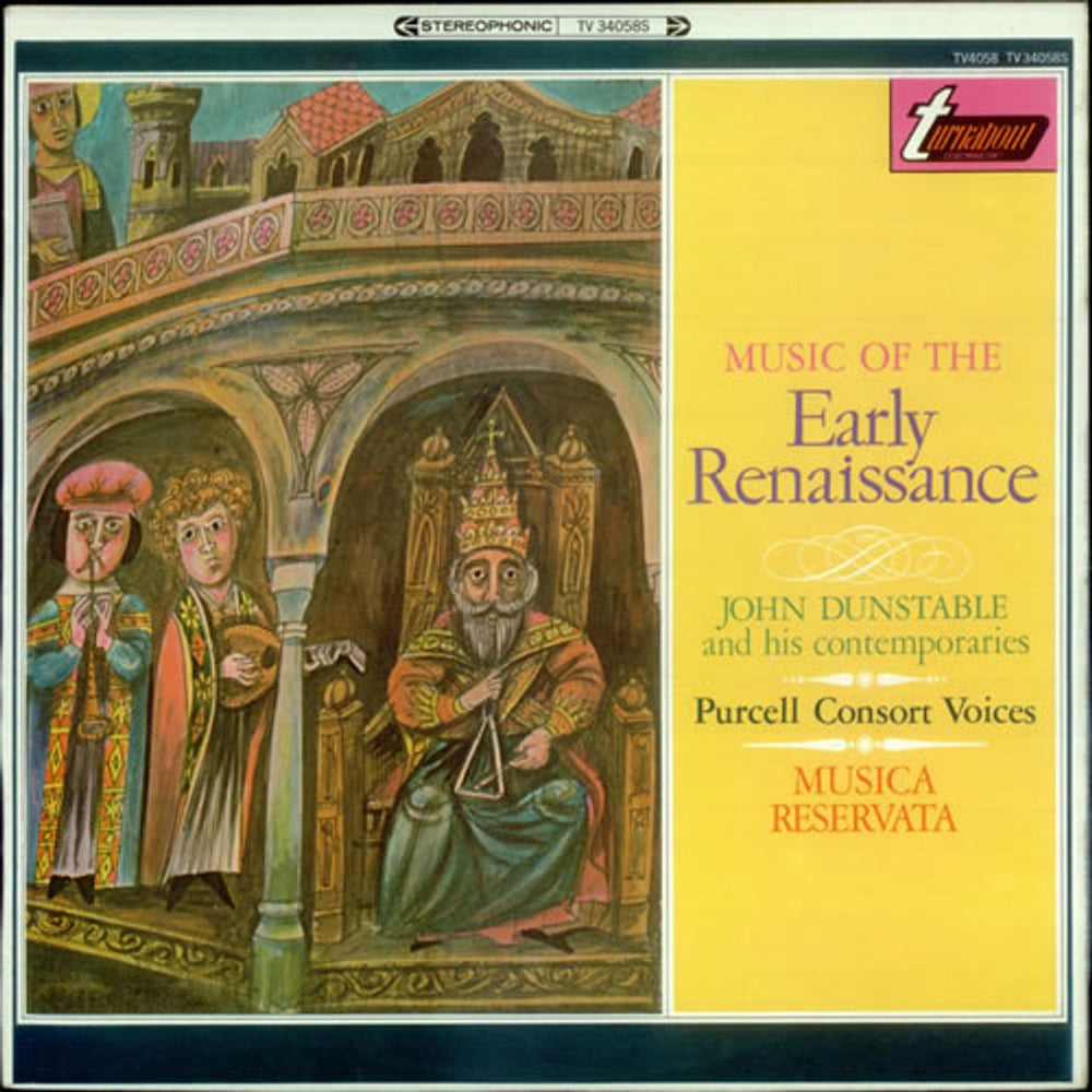 The Purcell Consort Of Voices Music of the Early Renaissance US vinyl LP album (LP record) TV34058S