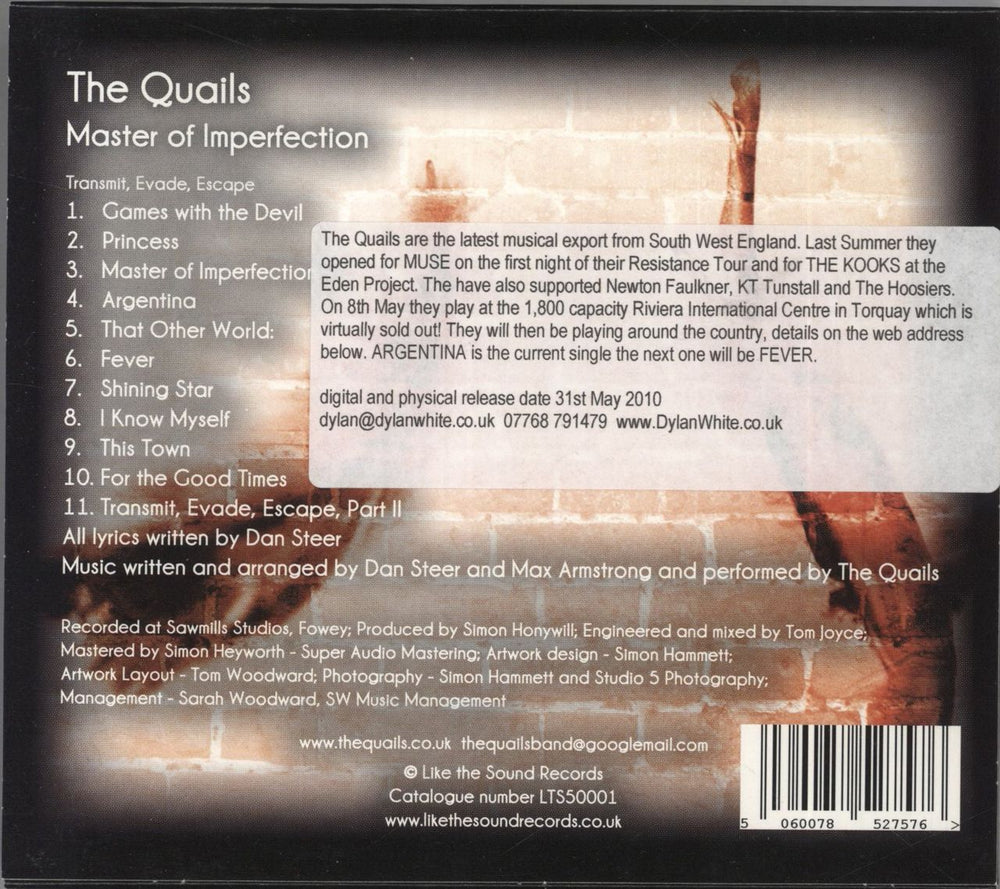 The Quails Master Of Imperfection UK CD album (CDLP) 5060078527576