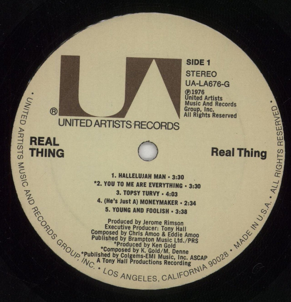 The Real Thing Real Thing US vinyl LP album (LP record) TE0LPRE606249