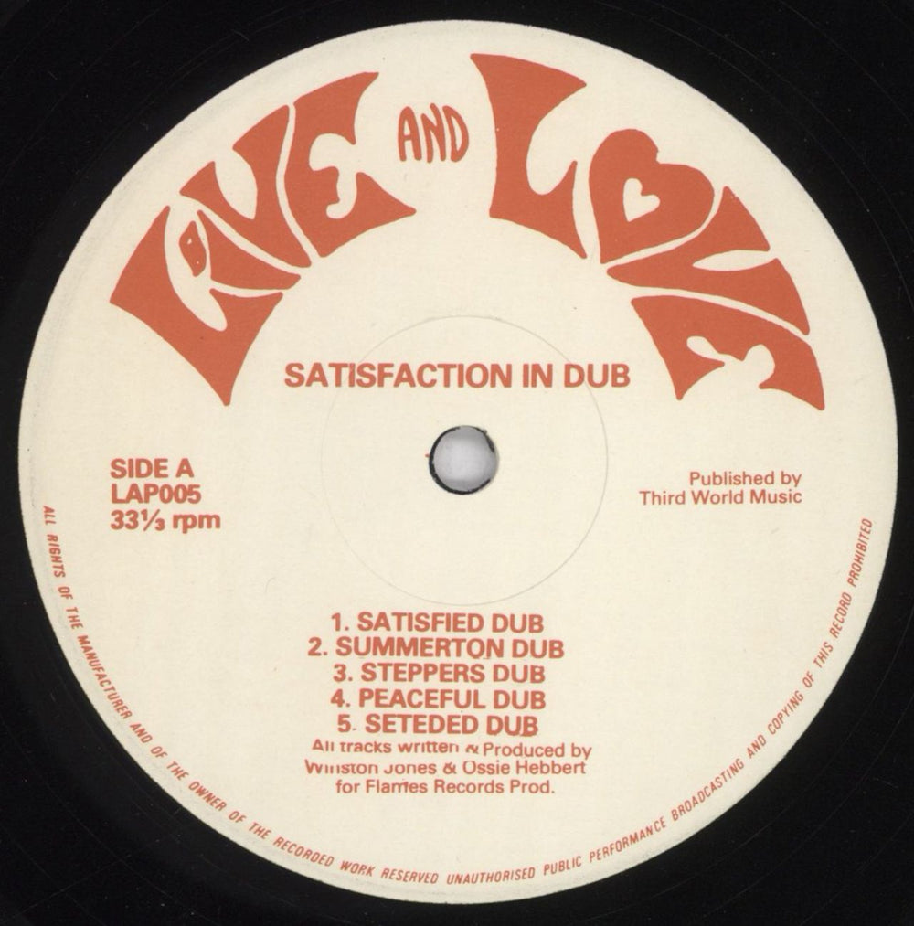 The Revolutionaries Satisfaction In Dub UK vinyl LP album (LP record) YZ9LPSA834489