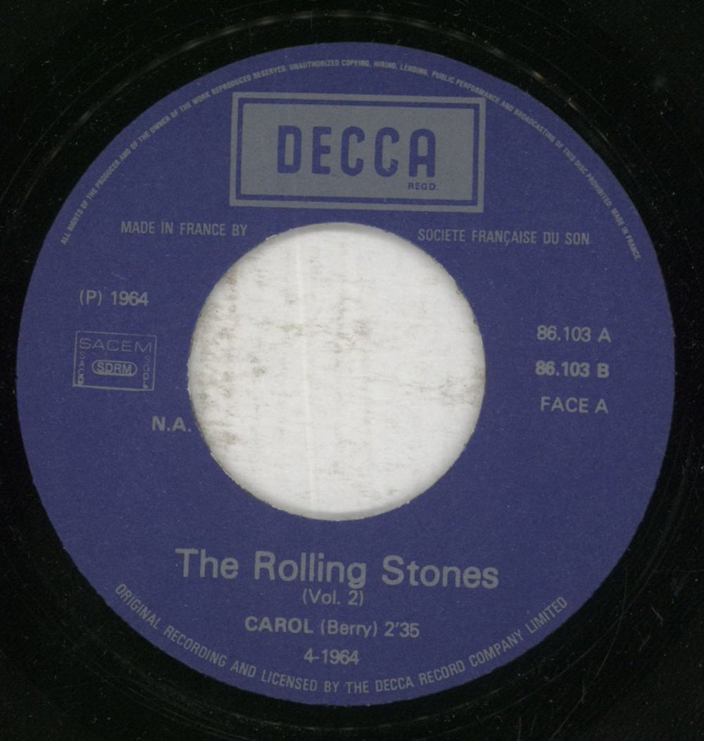 The Rolling Stones Carol French 7" vinyl single (7 inch record / 45) ROL07CA813063