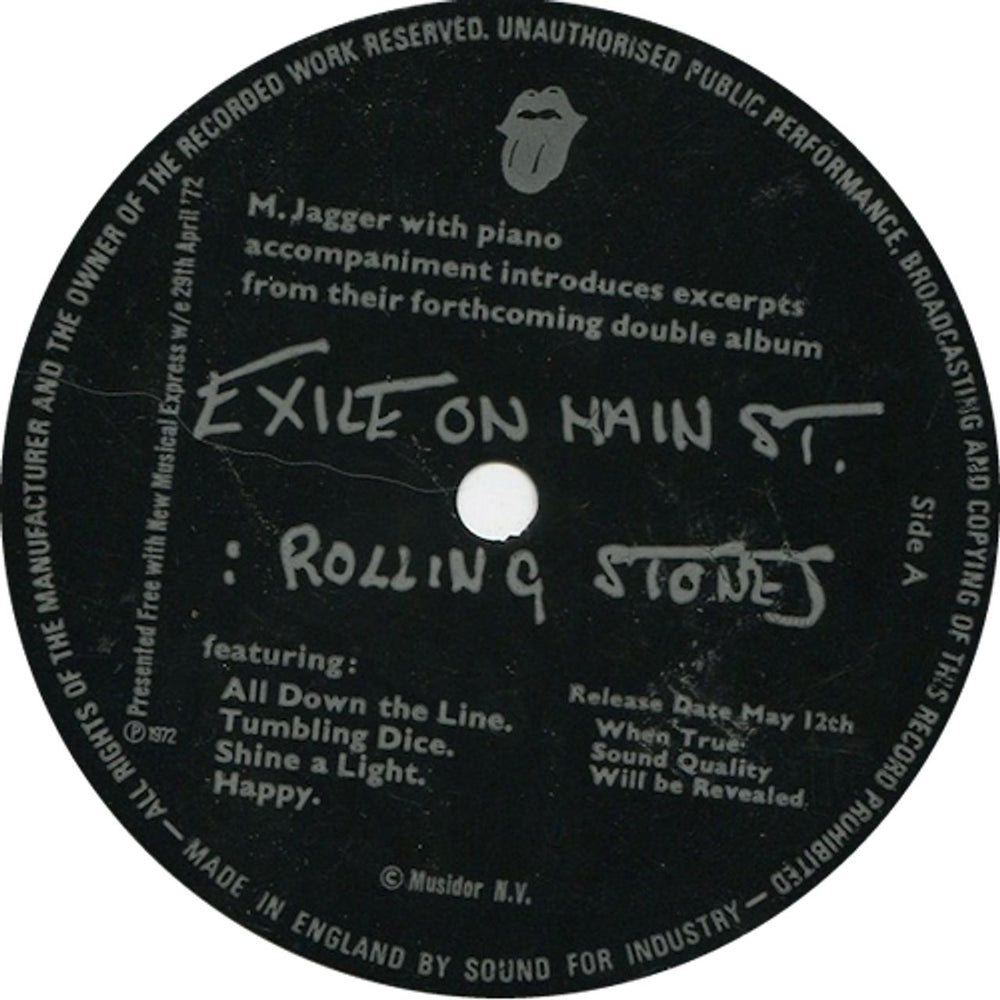 The Rolling Stones Excerpts From Exile On Main St UK Promo 7" vinyl single (7 inch record / 45) SFI107