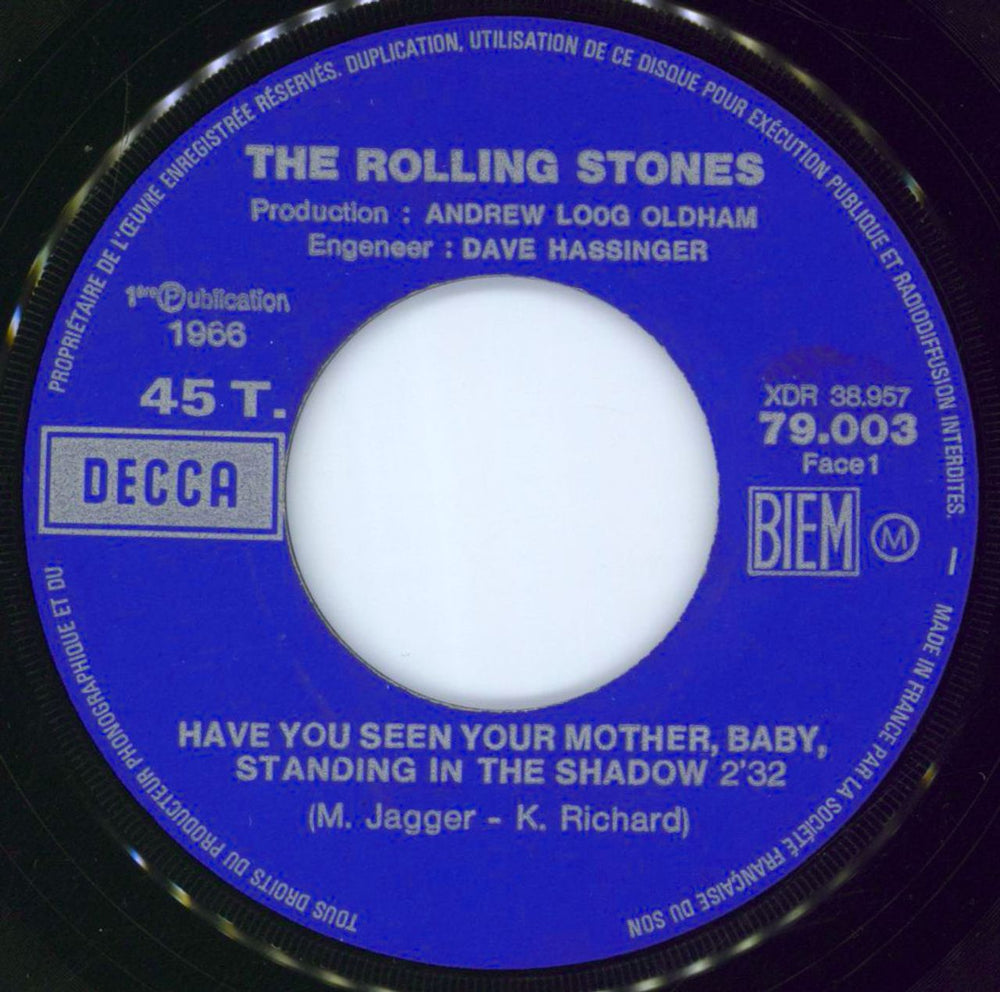 The Rolling Stones Have You Seen Your Mother Baby - 10/66 French 7" vinyl single (7 inch record / 45) ROL07HA71974