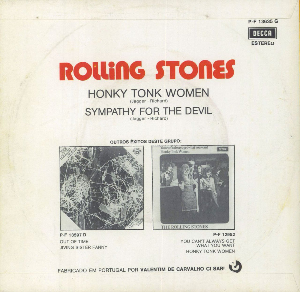 The Rolling Stones Honky Tonk Women Portugese 7" vinyl single (7 inch record / 45)