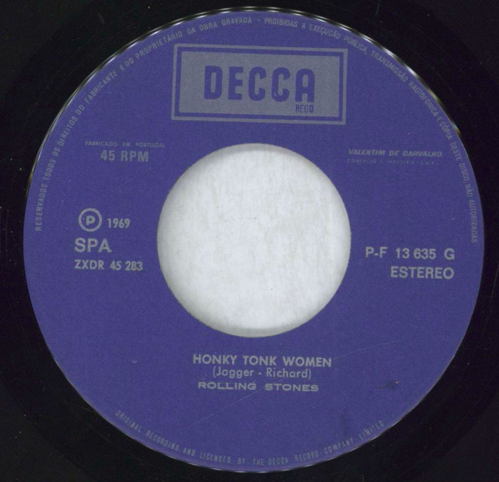 The Rolling Stones Honky Tonk Women Portugese 7" vinyl single (7 inch record / 45) ROL07HO825947