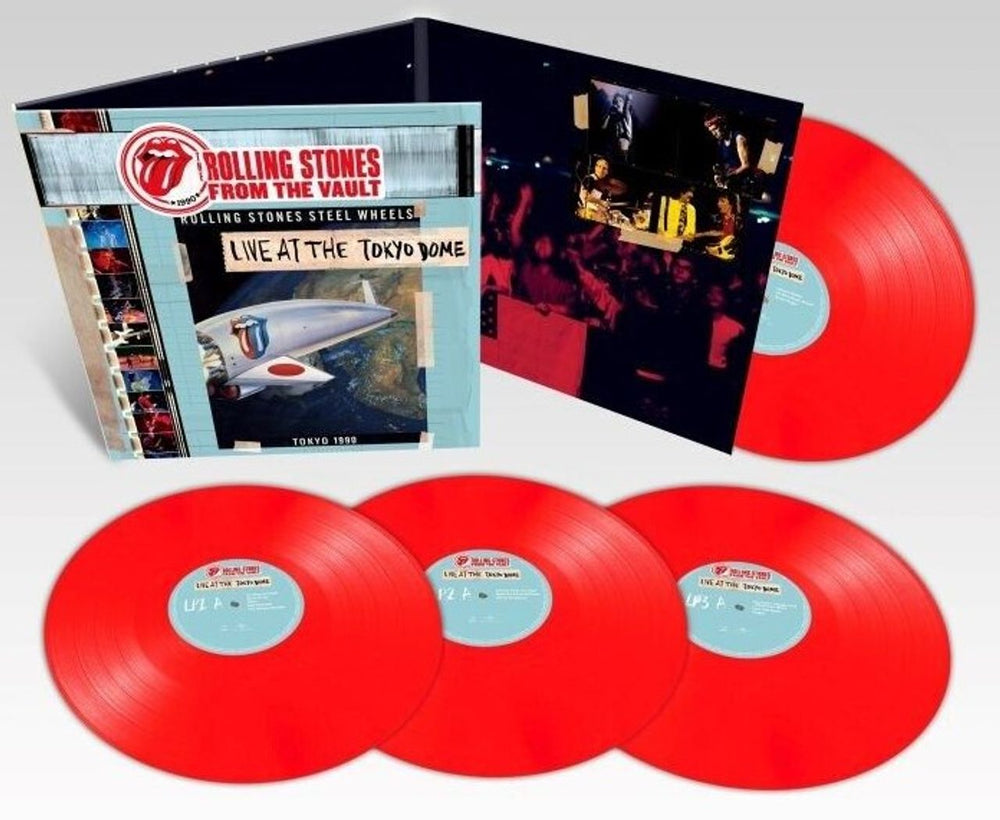 The Rolling Stones Live At The Tokyo Dome - Red Vinyl - RS No.9 Harajuku + Sticker Japanese 4-LP vinyl album record set 1995