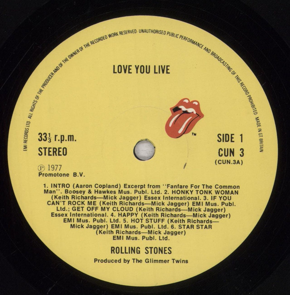 The Rolling Stones Love You Live - Emi 2nd Issue UK 2-LP vinyl record set (Double LP Album) ROL2LLO838466