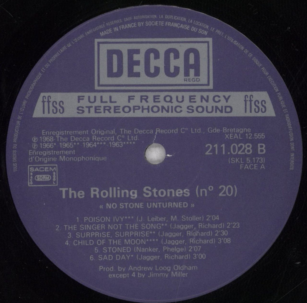 The Rolling Stones No Stone Unturned French vinyl LP album (LP record) ROLLPNO282725