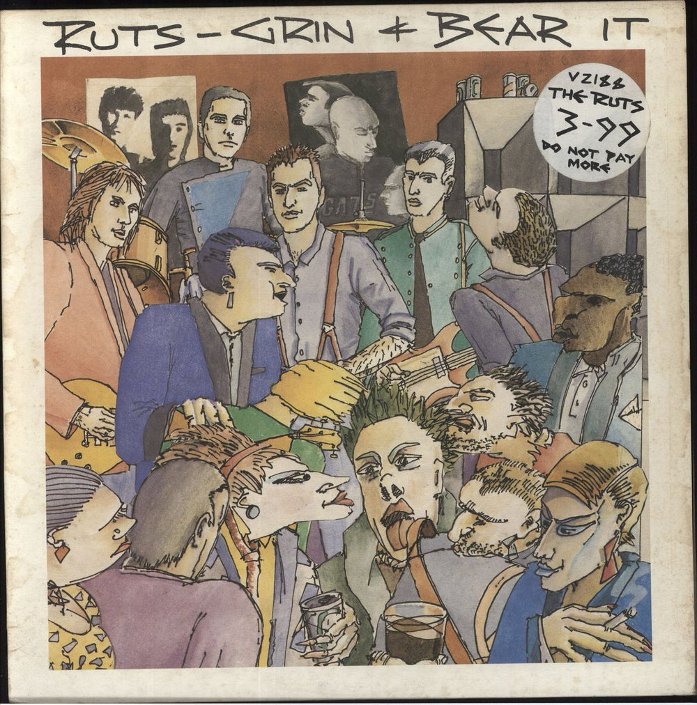 The Ruts Grin & Bear It + hype sticker UK vinyl LP album (LP record) V2188