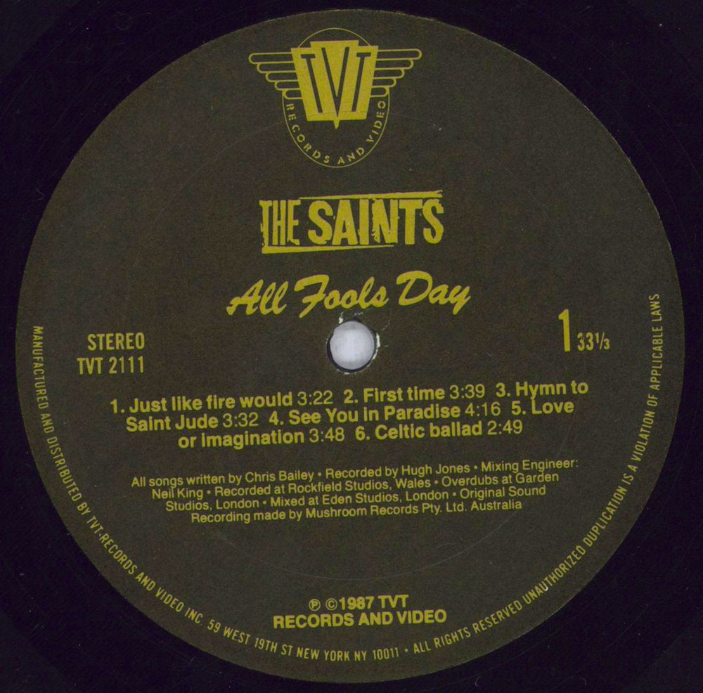 The Saints All Fools Day US vinyl LP album (LP record) IASLPAL832662