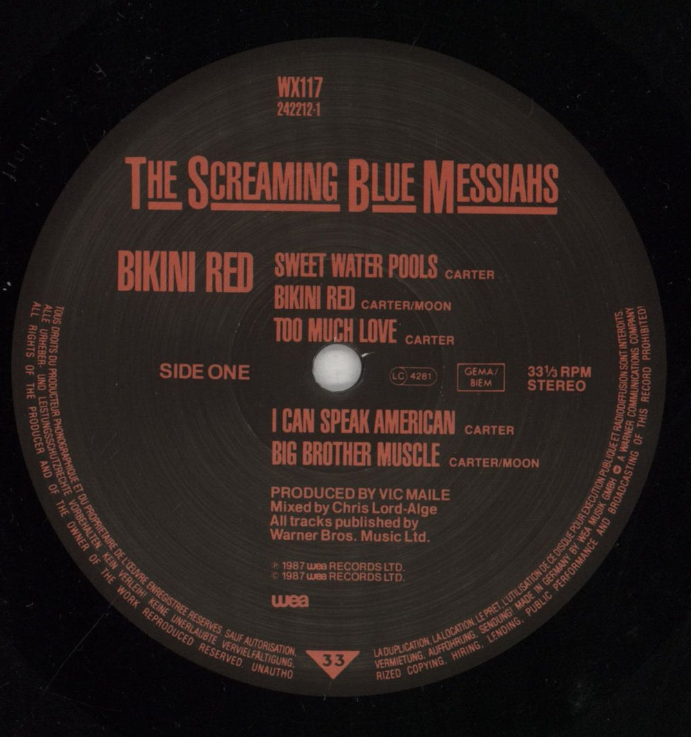 The Screaming Blue Messiahs Bikini Red UK vinyl LP album (LP record) IAHLPBI288716