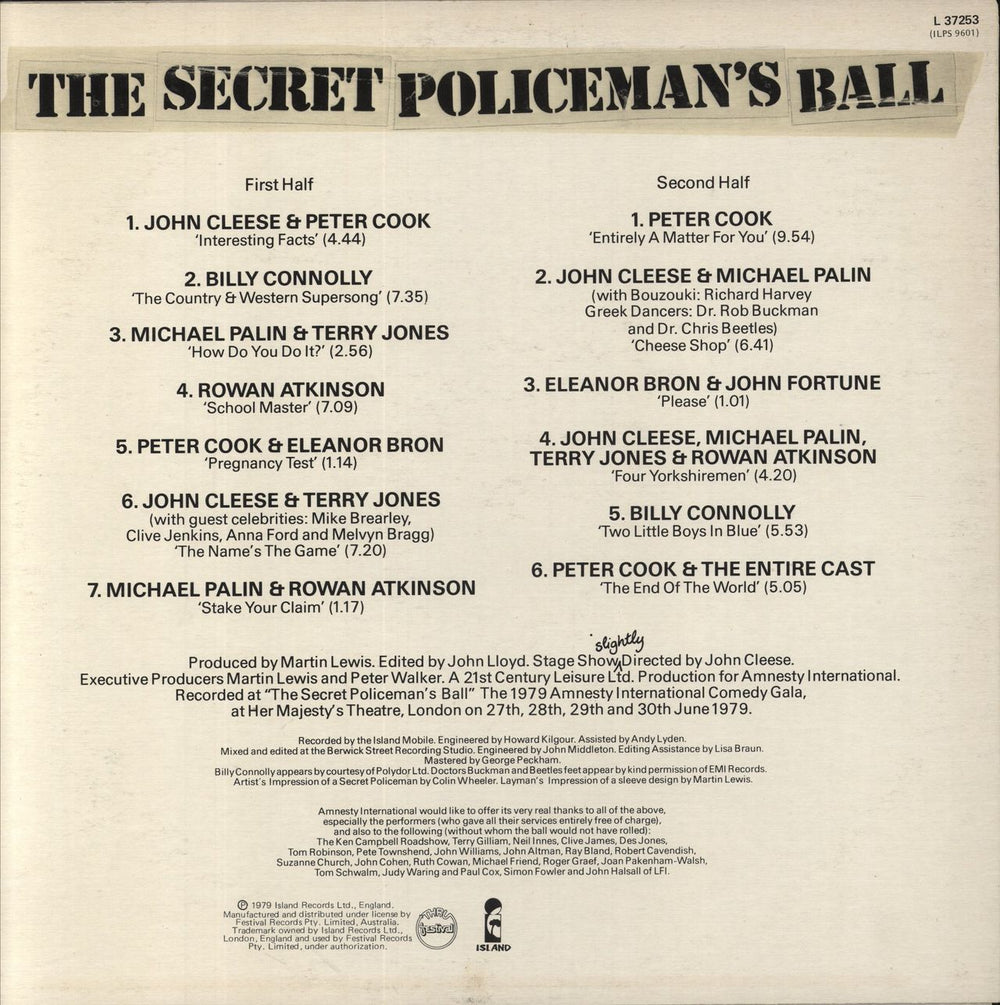 The Secret Policeman's Ball The Secret Policeman's Ball Australian vinyl LP album (LP record)