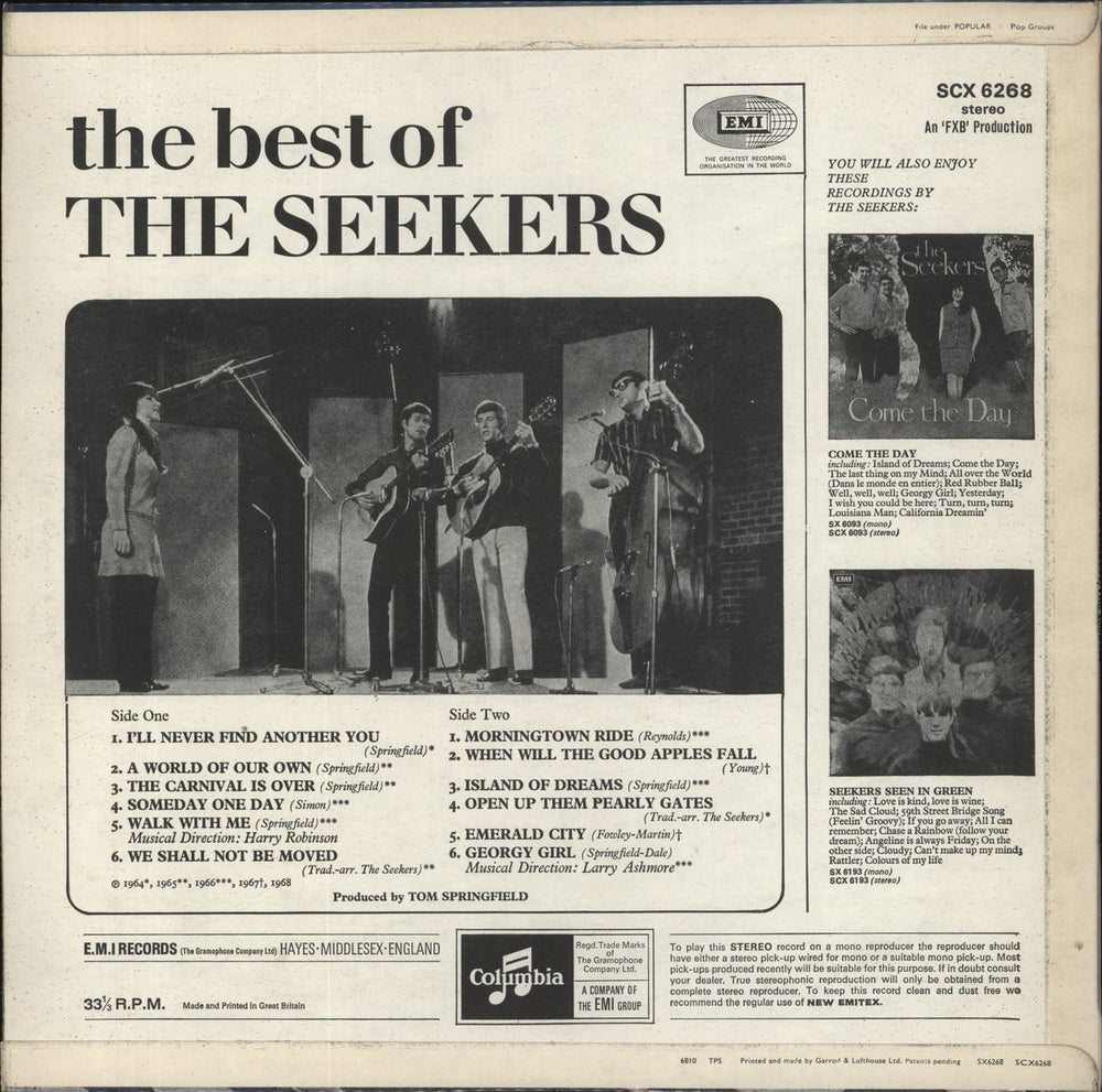 The Seekers The Best Of The Seekers - one box label UK vinyl LP album (LP record)