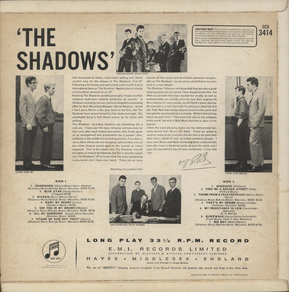 The Shadows The Shadows - 1st UK vinyl LP album (LP record)
