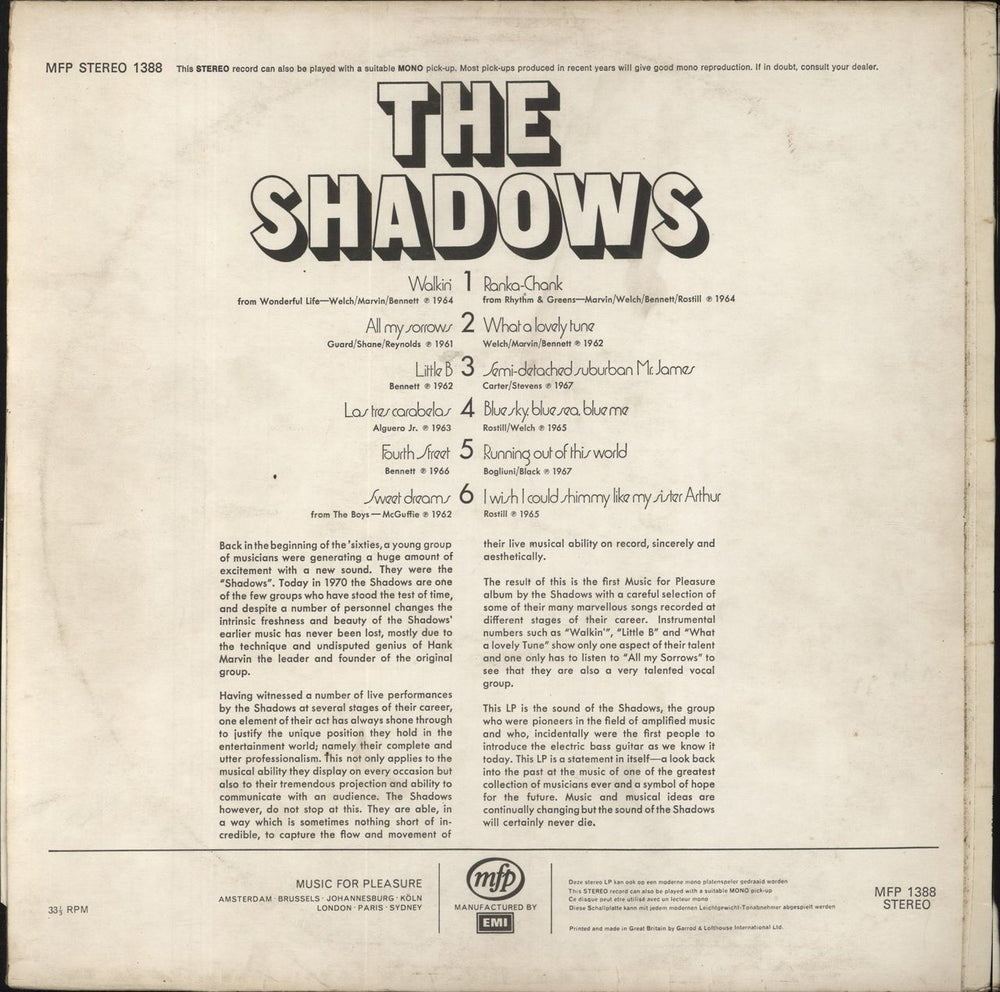 The Shadows The Shadows UK vinyl LP album (LP record)