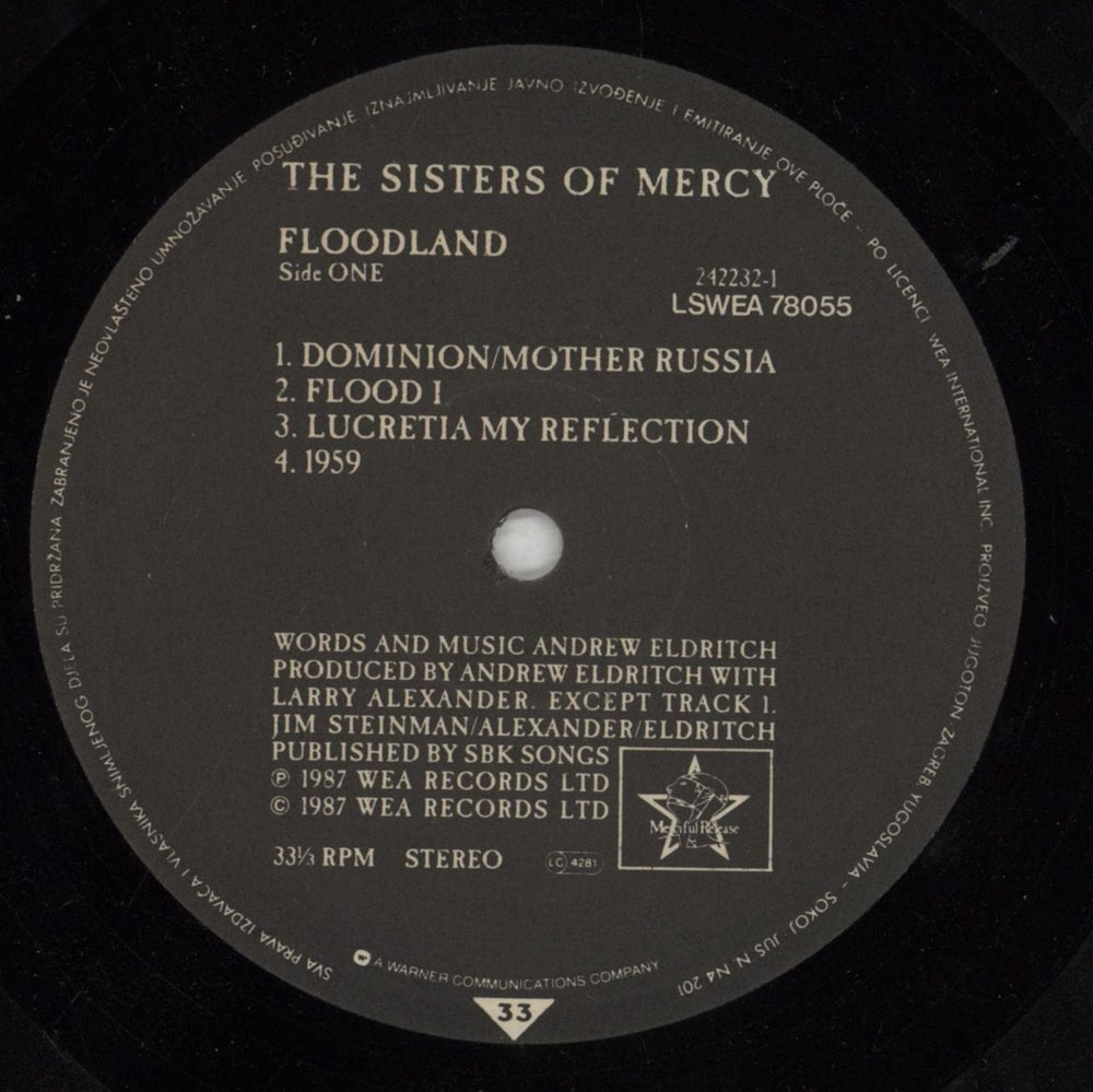 The Sisters Of Mercy Floodland - VG Yugoslavian vinyl LP album (LP record) SOMLPFL856598