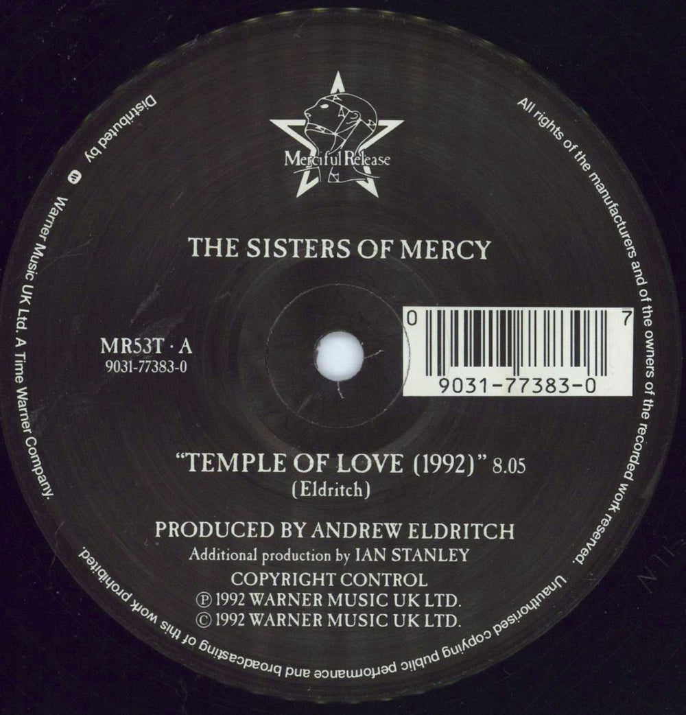 The Sisters Of Mercy Temple Of Love (1992) + Poster-VG UK 12" vinyl single (12 inch record / Maxi-single) SOM12TE799620