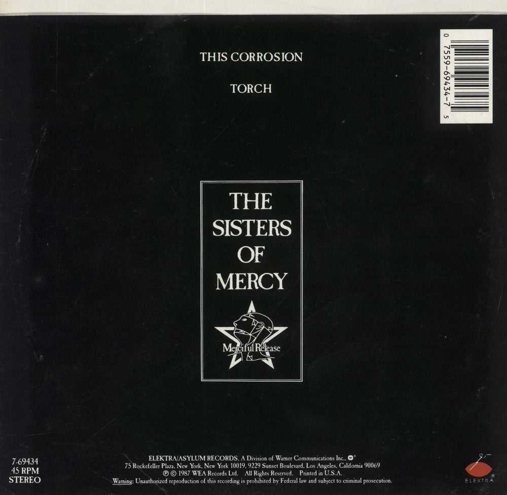 The Sisters Of Mercy This Corrosion US Promo 7" vinyl single (7 inch record / 45)