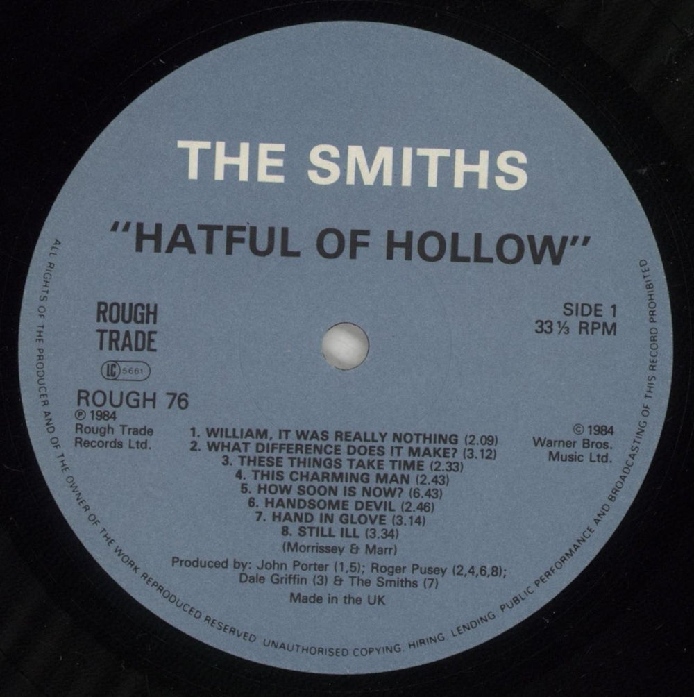 The Smiths Hatful Of Hollow - 2nd + Inner - Shrink UK vinyl LP album (LP record) SMILPHA874473