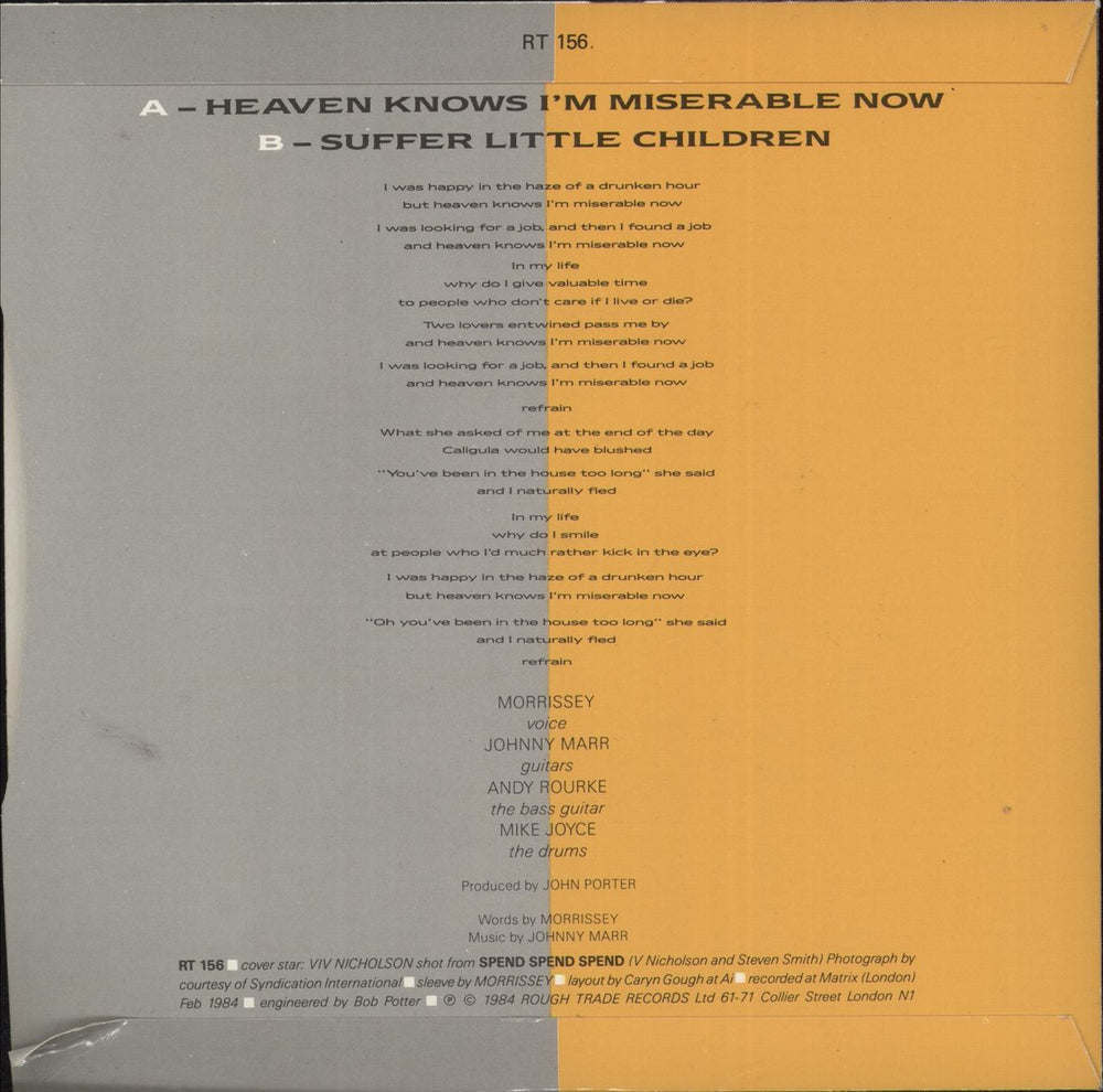 The Smiths Heaven Knows I'm Miserable Now UK 7" vinyl single (7 inch record / 45)