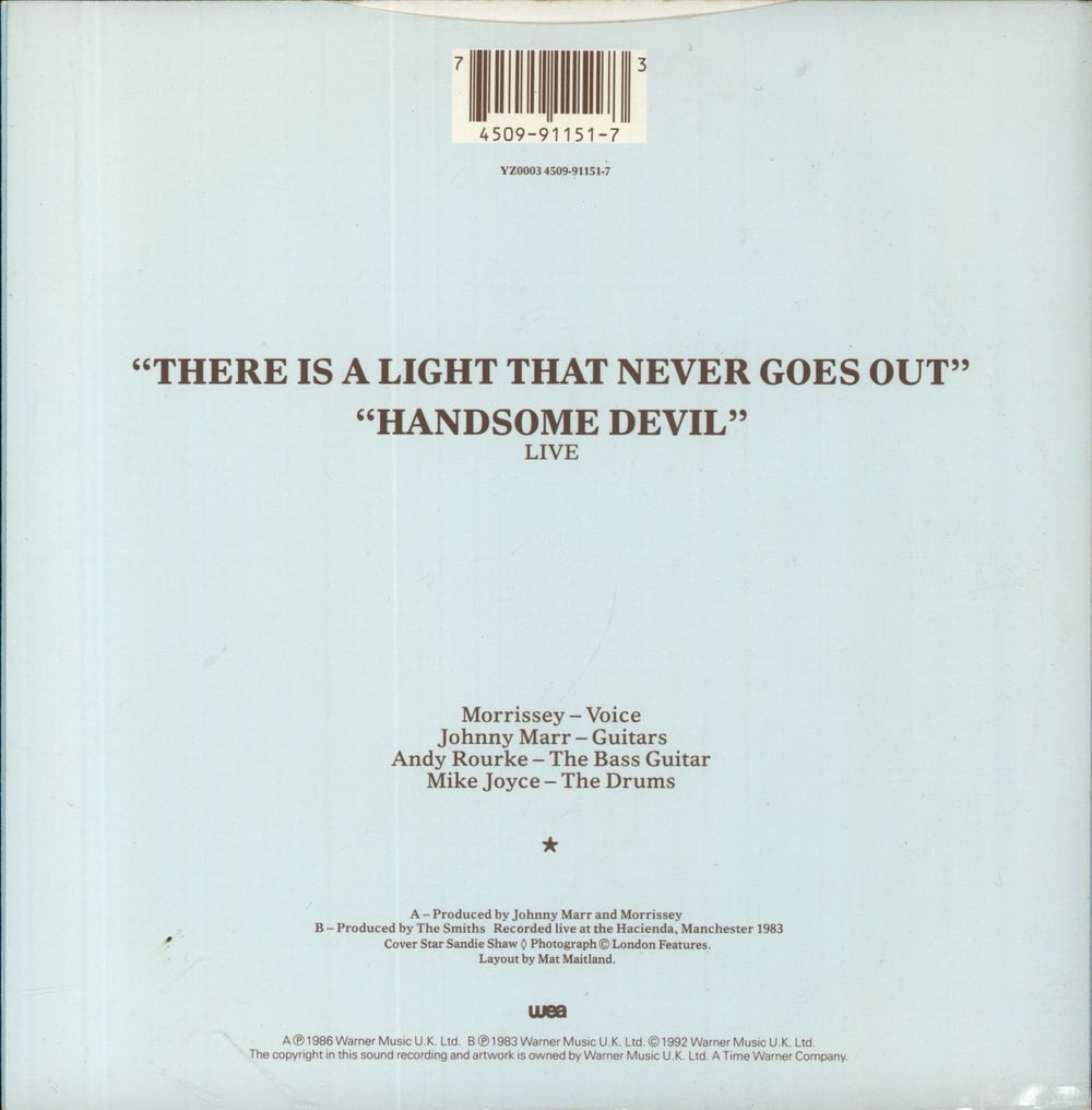 The Smiths There Is A Light That Never Goes Out - Injection UK 7" vinyl single (7 inch record / 45) 745099115173