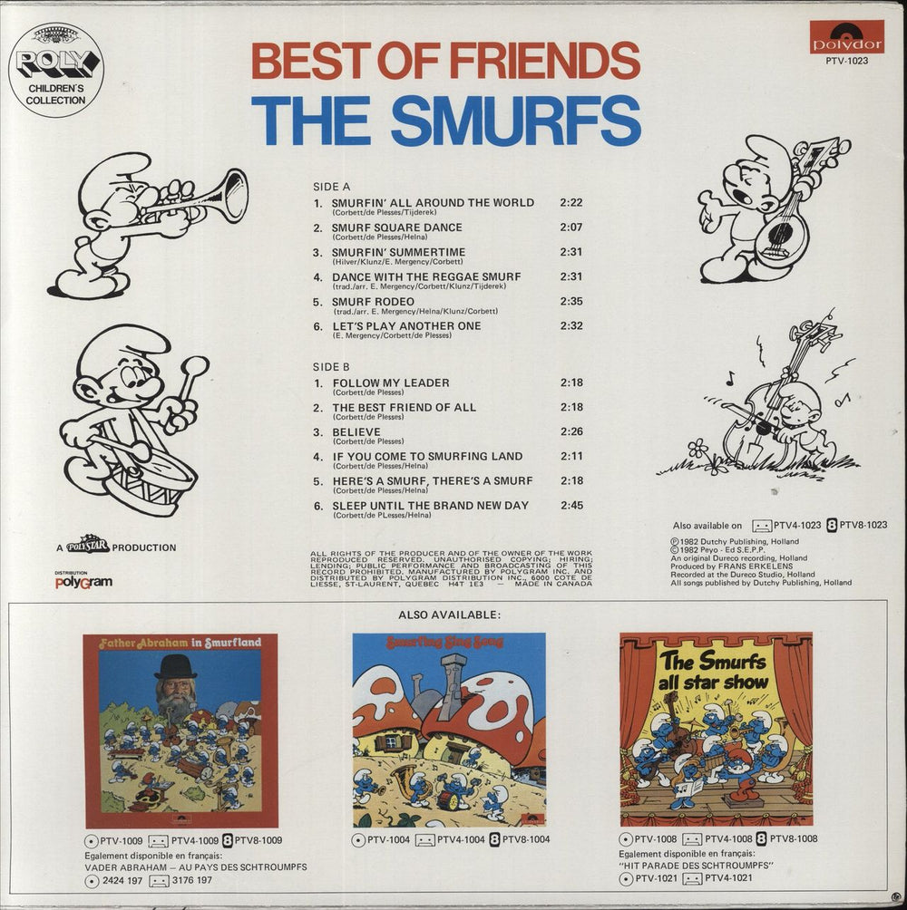 The Smurfs Best Of Friends Canadian vinyl LP album (LP record)