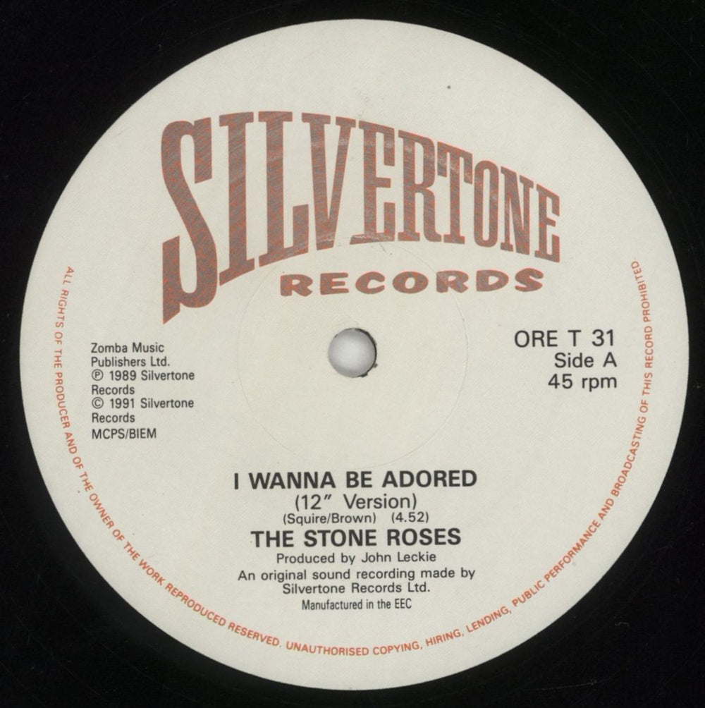 The Stone Roses I Wanna Be Adored UK 12" vinyl single (12 inch record / Maxi-single) STO12IW72293