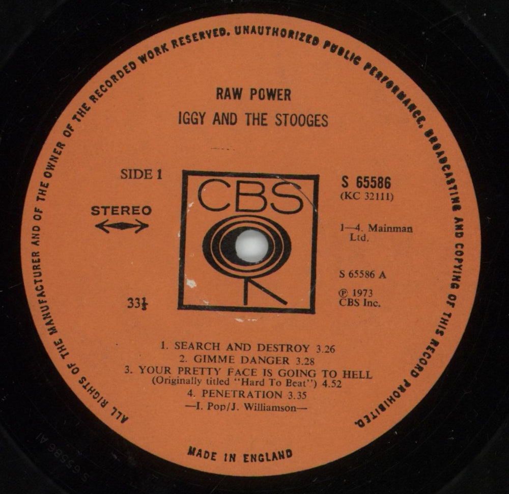 The Stooges Raw Power + Hype Sticker - EX UK vinyl LP album (LP record) TSGLPRA874264