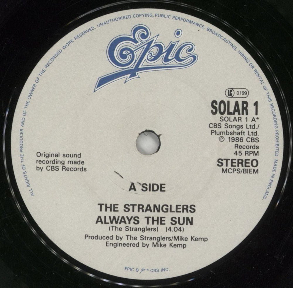 The Stranglers Always The Sun UK 7" vinyl single (7 inch record / 45) STR07AL292281