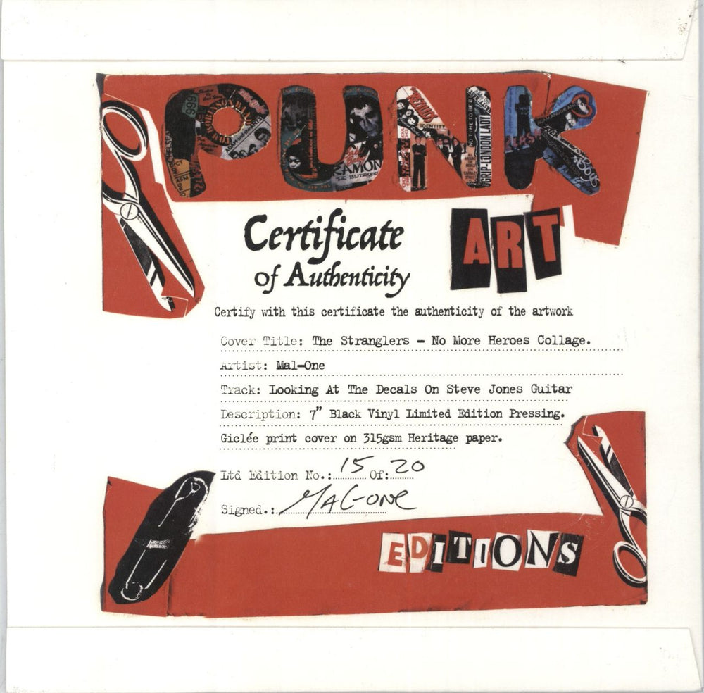 The Stranglers No More Heroes - Punk Art Sleeve UK 7" vinyl single (7 inch record / 45) STR07NO814532