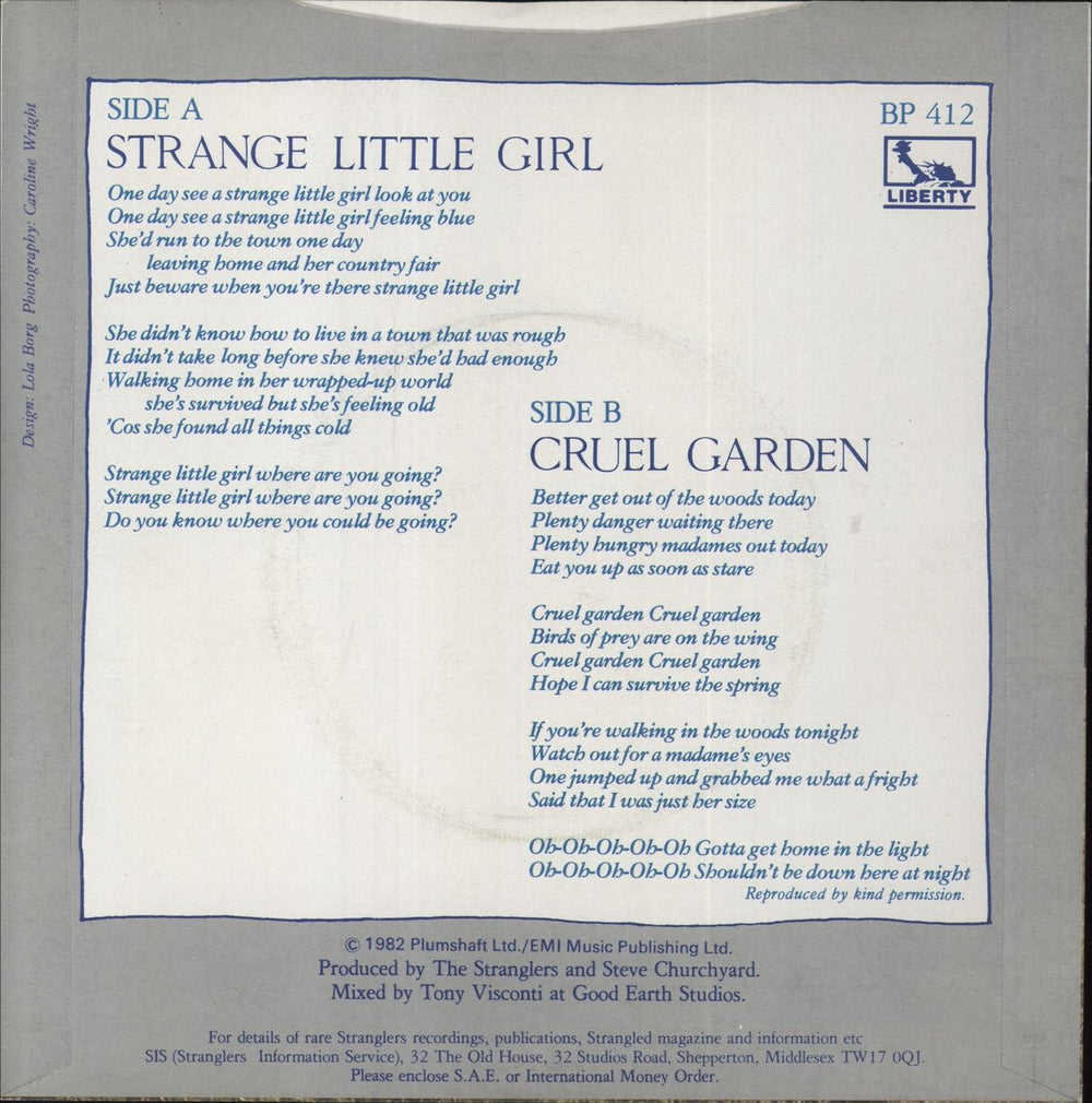 The Stranglers Strange Little Girl - 4pr UK 7" vinyl single (7 inch record / 45)