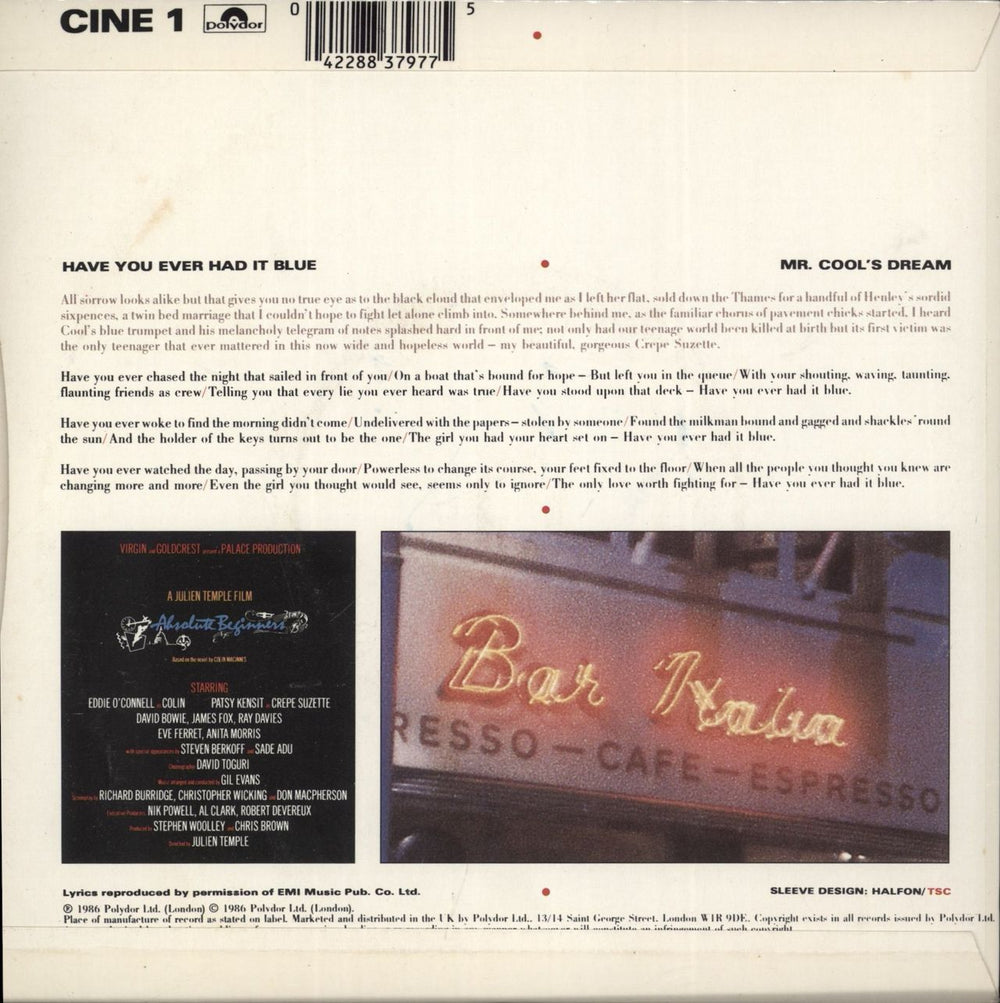 The Style Council Have You Ever Had It Blue UK 7" vinyl single (7 inch record / 45) 042288379775