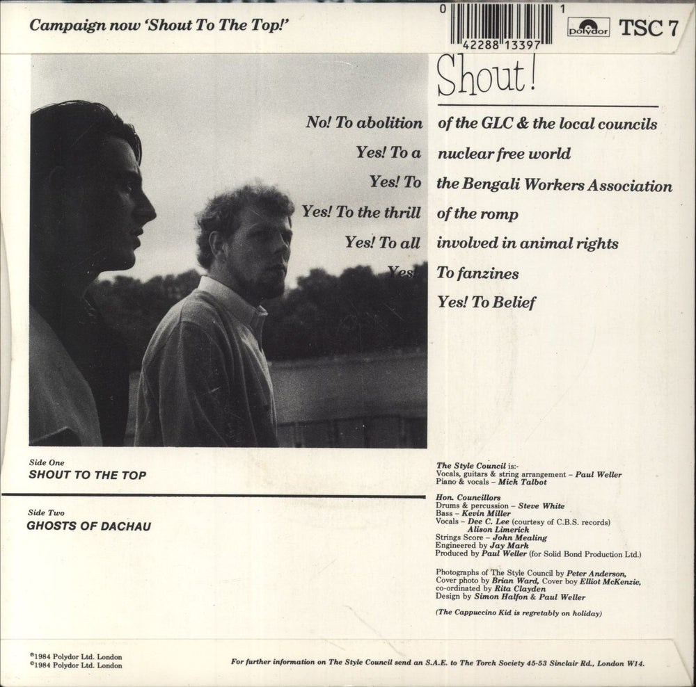 The Style Council Shout To The Top UK 7" vinyl single (7 inch record / 45) 042288133971