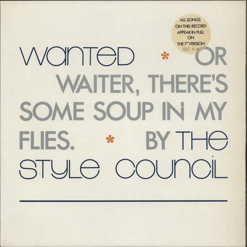 The Style Council Wanted UK 12" vinyl single (12 inch record / Maxi-single) TSCX14