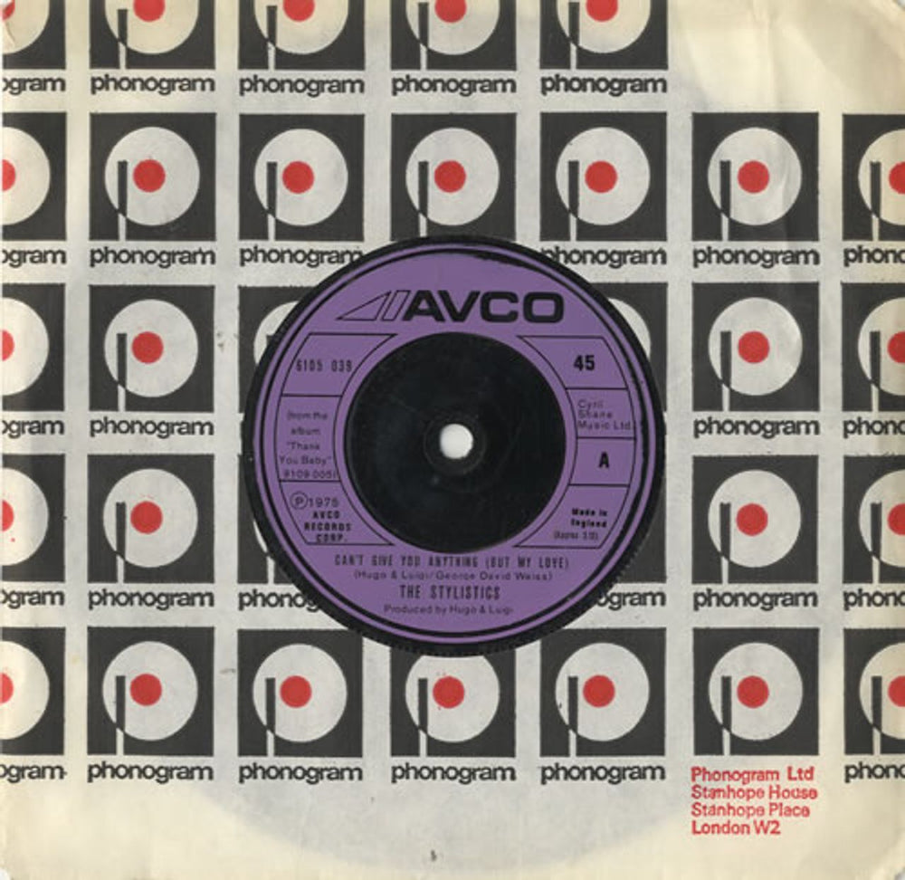 The Stylistics Can't Give You Anything (But My Love) UK 7" vinyl single (7 inch record / 45) 6105039