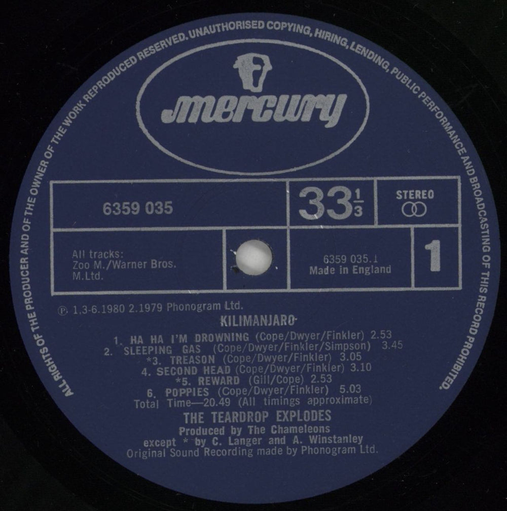 The Teardrop Explodes Kilimanjaro - 2nd + Inner & Stickered - EX UK vinyl LP album (LP record) TDPLPKI738671