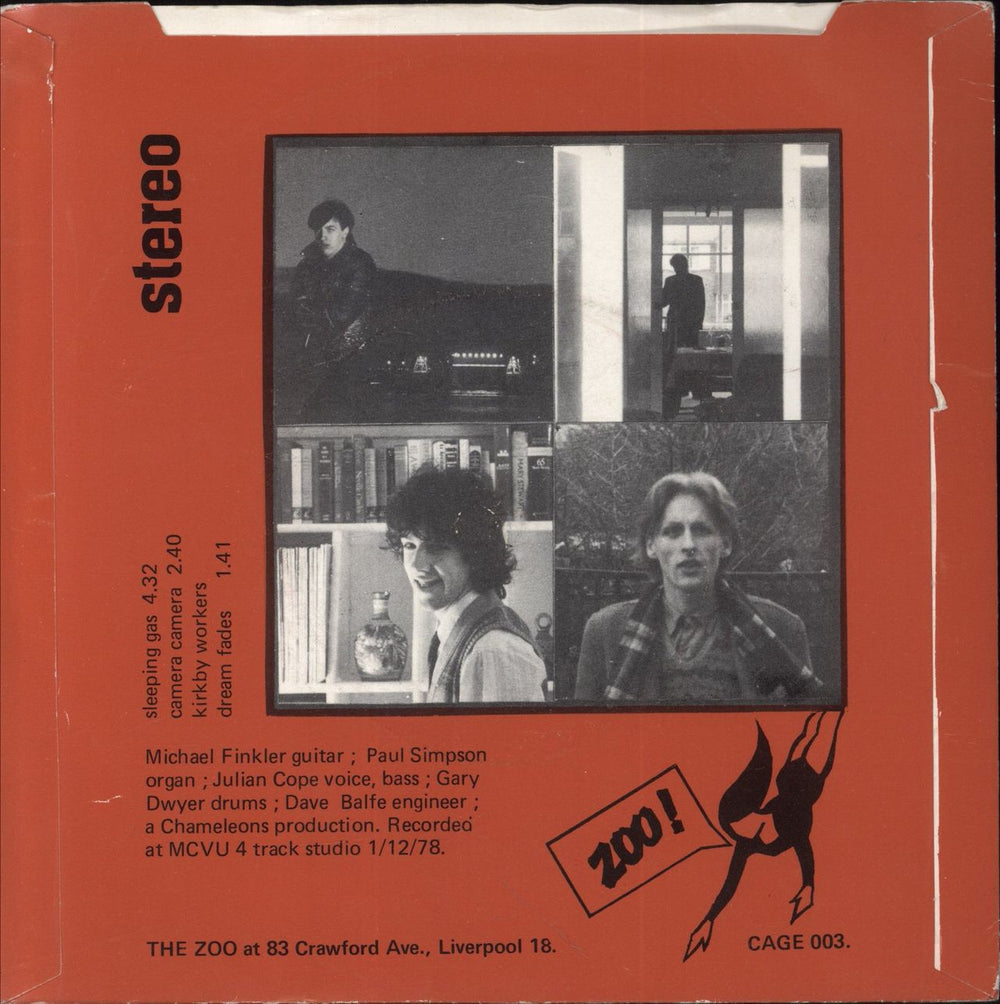 The Teardrop Explodes Sleeping Gas - Red Sleeve [Zoo logo] UK 7" vinyl single (7 inch record / 45)