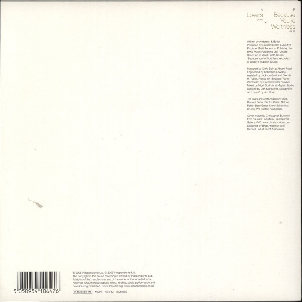 The Tears Lovers - Green Vinyl UK 7" vinyl single (7 inch record / 45) 5050954106476