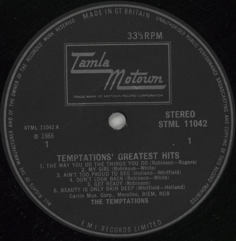 The Temptations Greatest Hits - EX UK vinyl LP album (LP record) TEMLPGR880295