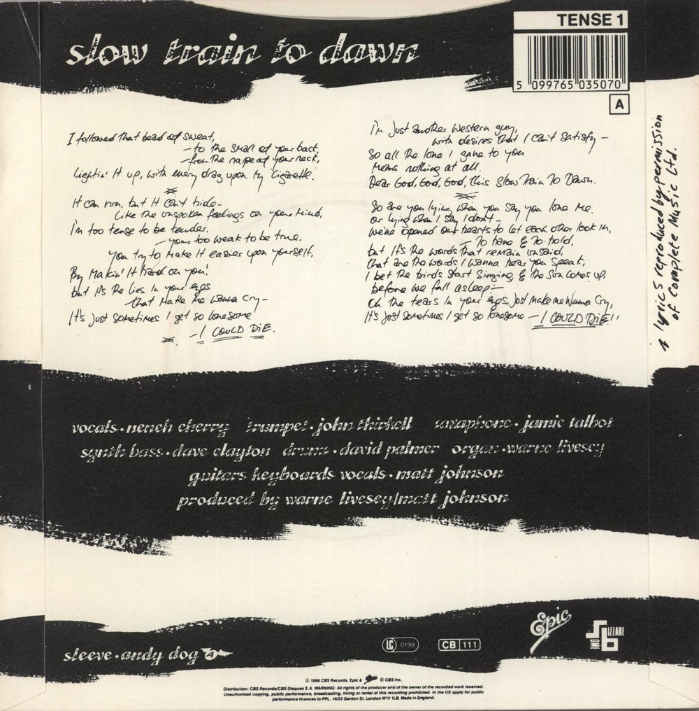 The The Slow Train To Dawn + Car Stickers UK 7" vinyl single (7 inch record / 45) 5099765035070