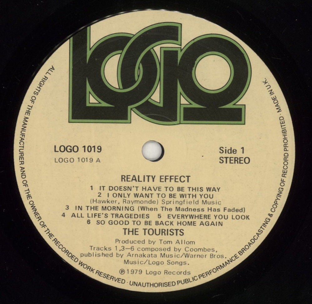 The Tourists Reality Effect - Song Hype-Stickered Sleeve UK vinyl LP album (LP record) TOULPRE676497