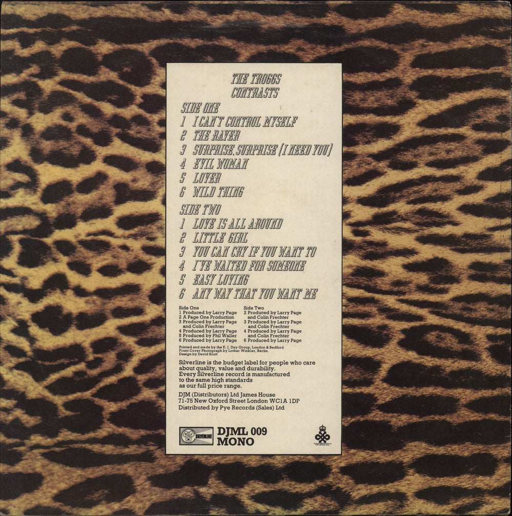 The Troggs Contrasts UK vinyl LP album (LP record)