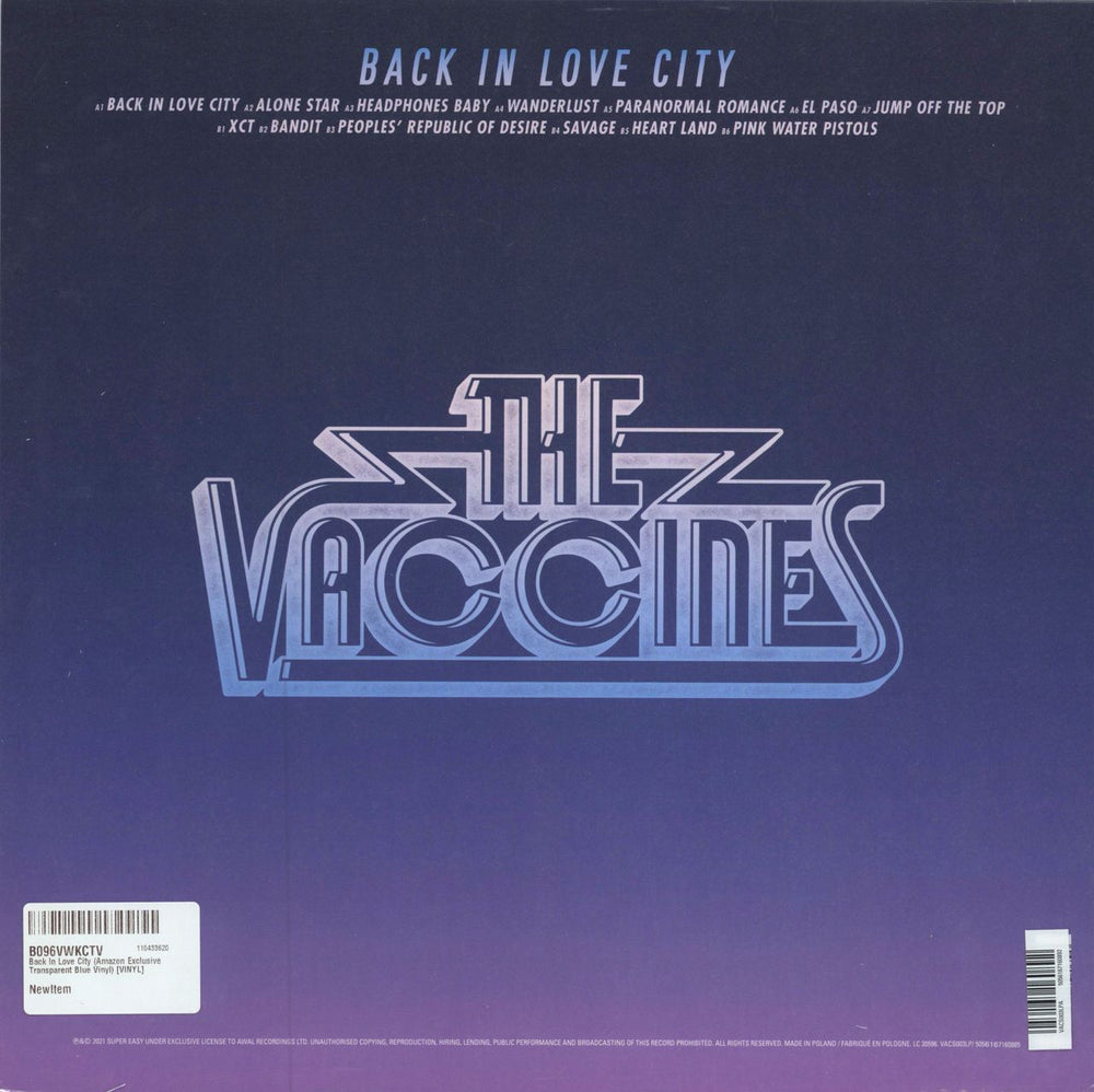 The Vaccines Back In Love City - Blue Vinyl UK vinyl LP album (LP record) 5056167160892