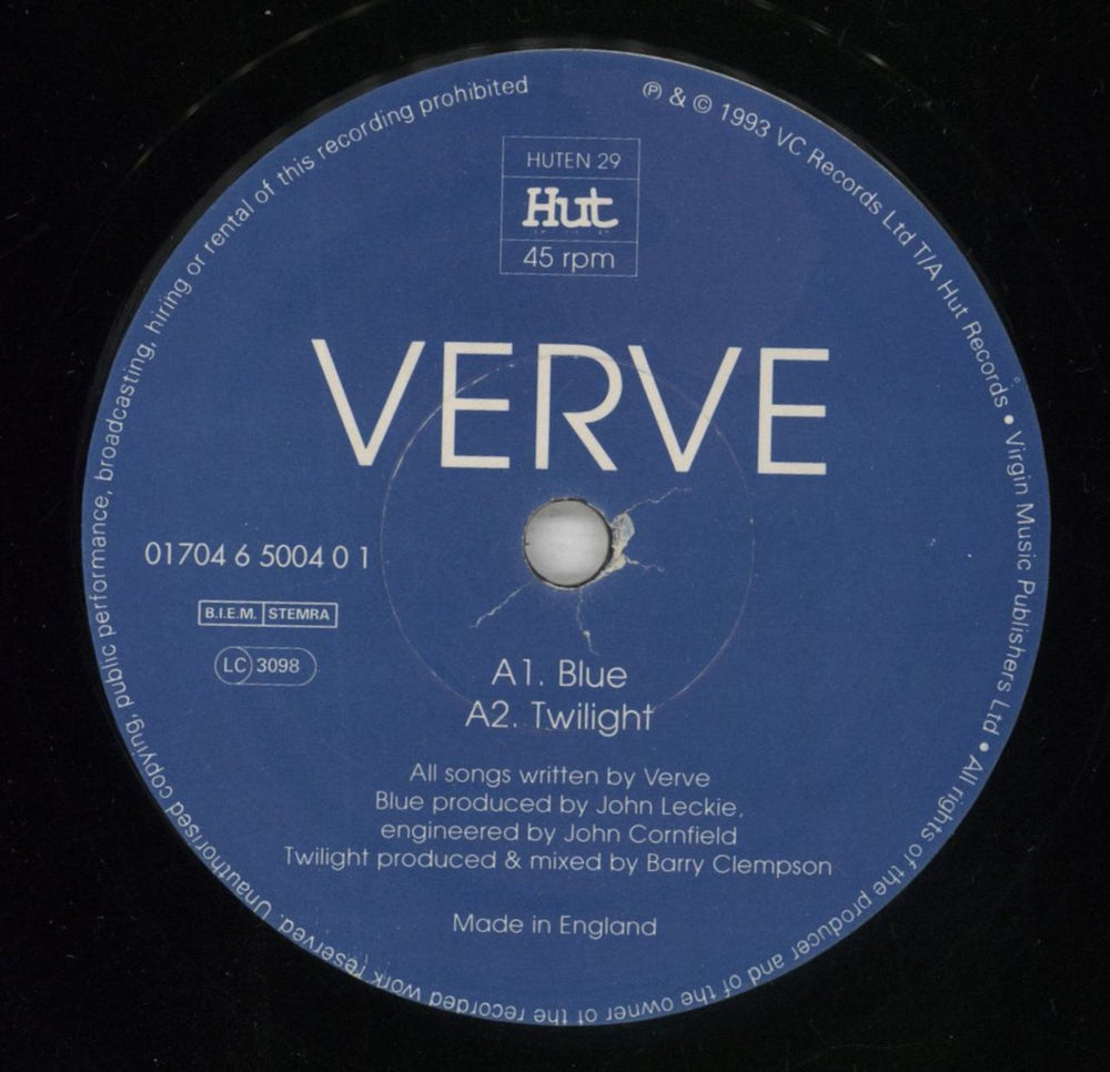 The Verve Blue - VG UK 10" vinyl single (10 inch record) VVE10BL855267