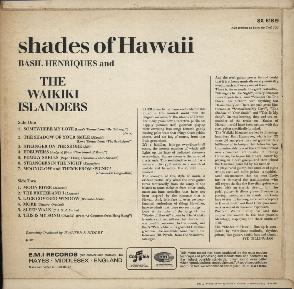 The Waikiki Islanders Shades Of Hawaii UK vinyl LP album (LP record)